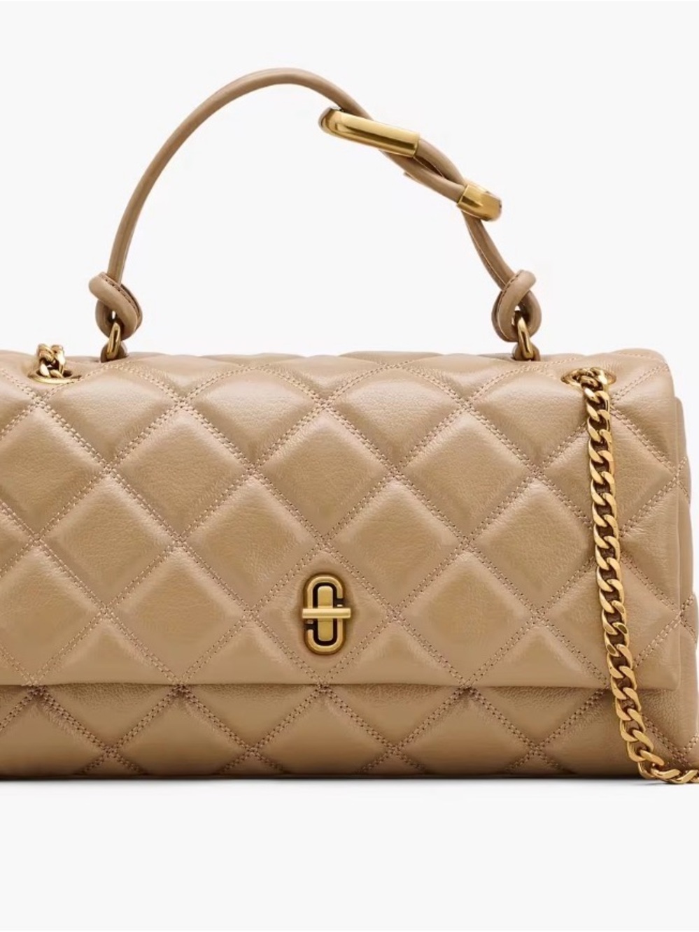 NWT Marc Jacobs Quilted Dual Convertible Shoulder Bag Medium Camel